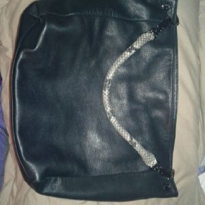 Black leather handbag